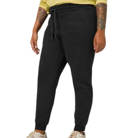 Lululemon 2020 High Rise Drawstring Waist Cotton Terry Scuba Jogger Black 4 - Picture 1 of 8